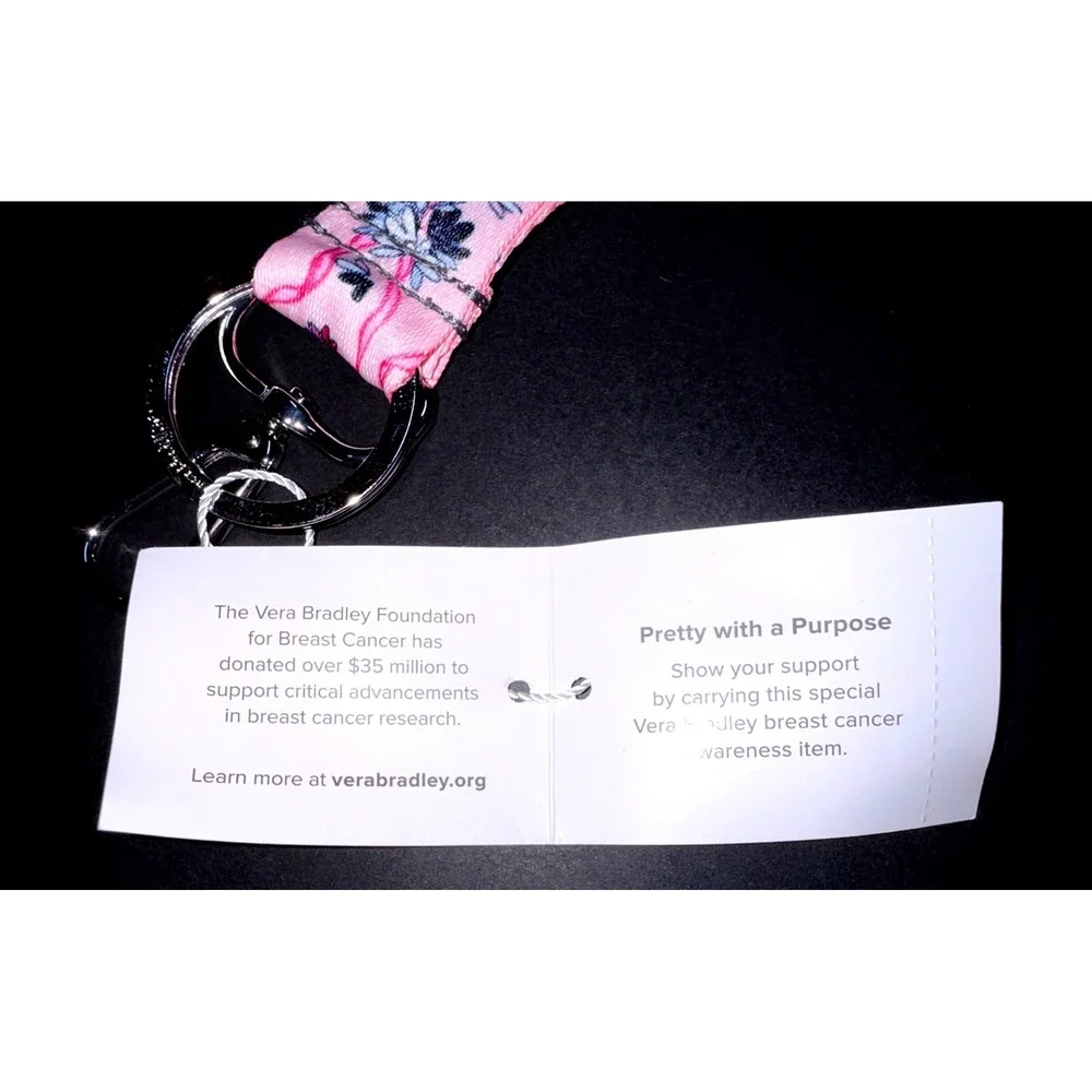Vera Bradley Wide Lanyard Women Hope Blooms Pink NEW Floral Breast Cancer 26739